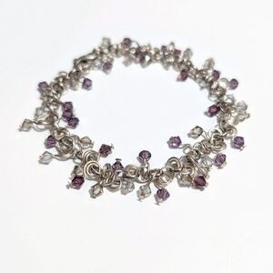 Sterling Silver Bracelet Handmade Swarovski Crystals Purple 925